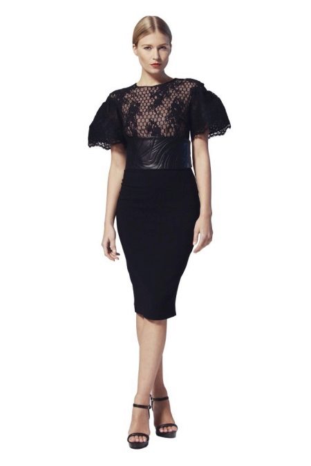 New Year's evening dress with puff sleeves