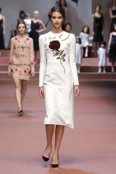 White evening dress for corporate party