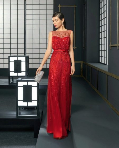 Red evening dress for a corporate party