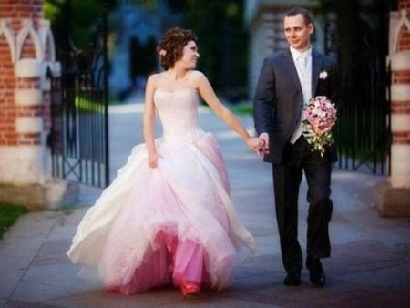 Wedding dress with a colored petticoat