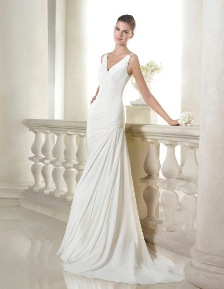 Draped Neckline Wedding Dress