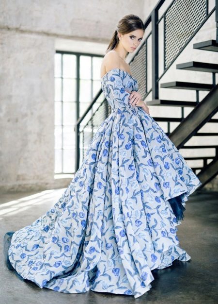 Sexy puffy evening dress short front long back