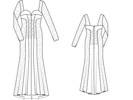 Sketch of an evening dress on the floor