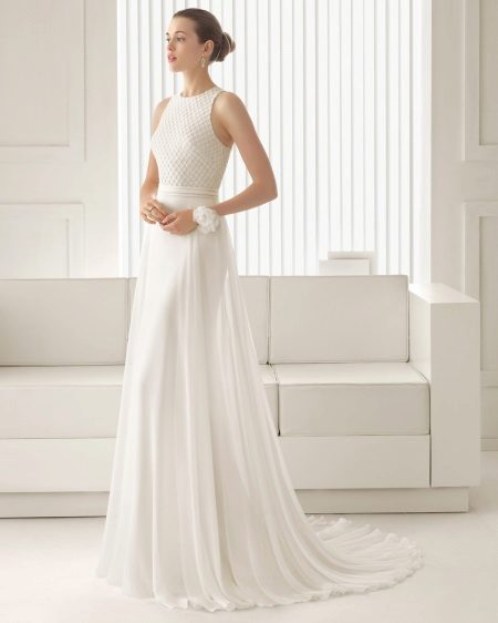 Straight wedding dress with a train