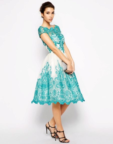 Turquoise dress with white