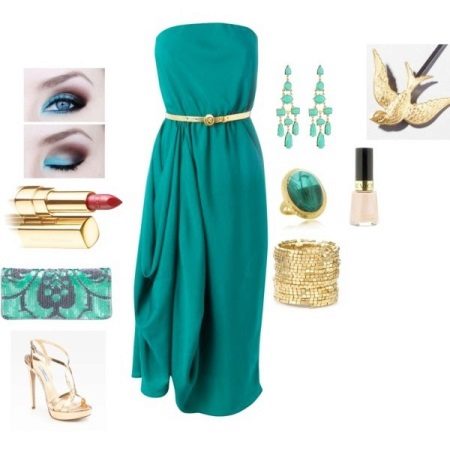 Turquoise dress and accessories