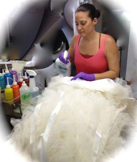 Removing stains from a wedding dress