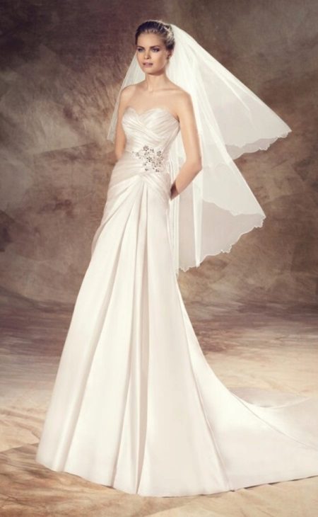 Avenue Diagonal Wedding Dress with Train