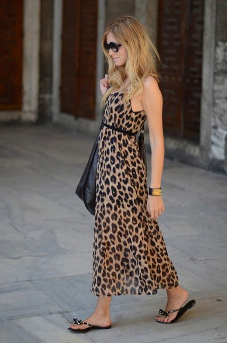 Long leopard ankle-length dress