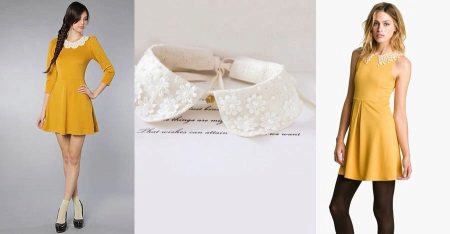 Lace collar on a mustard dress