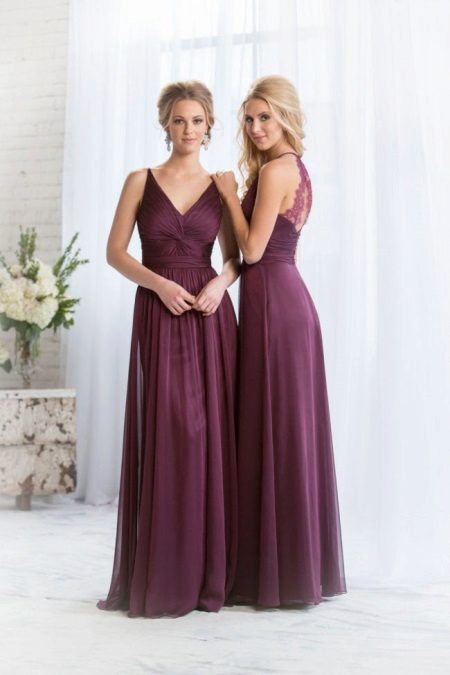 Long wine-colored dress
