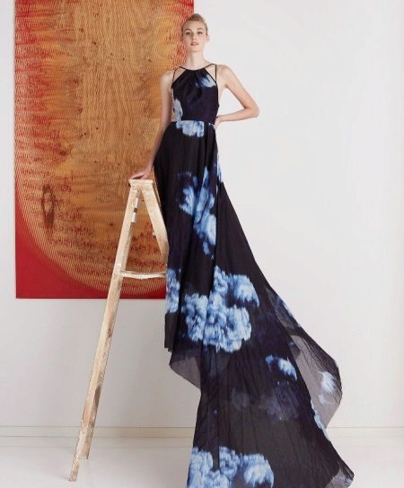 chiffon dress with a train