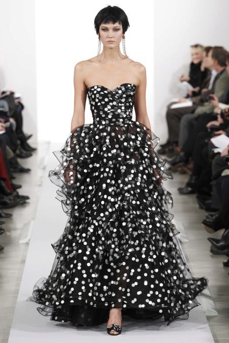 Oscar de la Renta Polka Dot Chiffon Dress