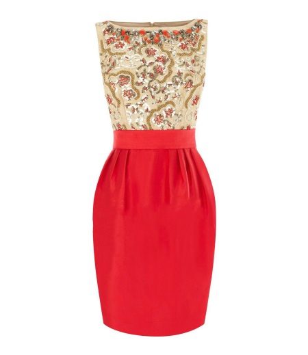 Golden with a red dress