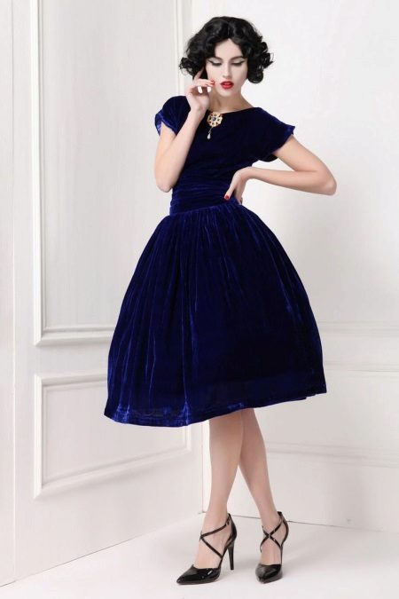 Navy velvet dress