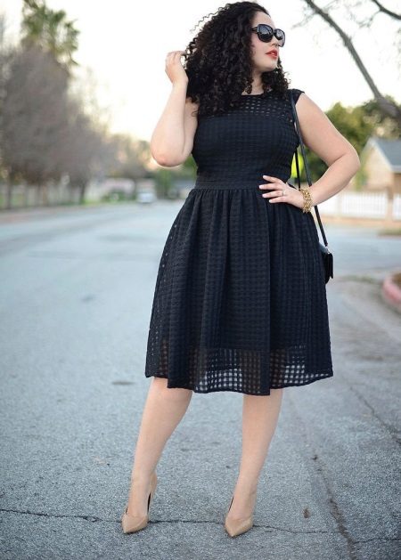 Black beautiful dress of medium length for full