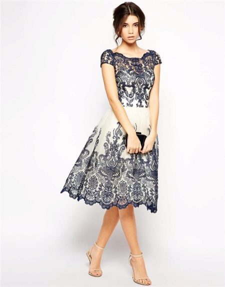 Milk dress with navy blue