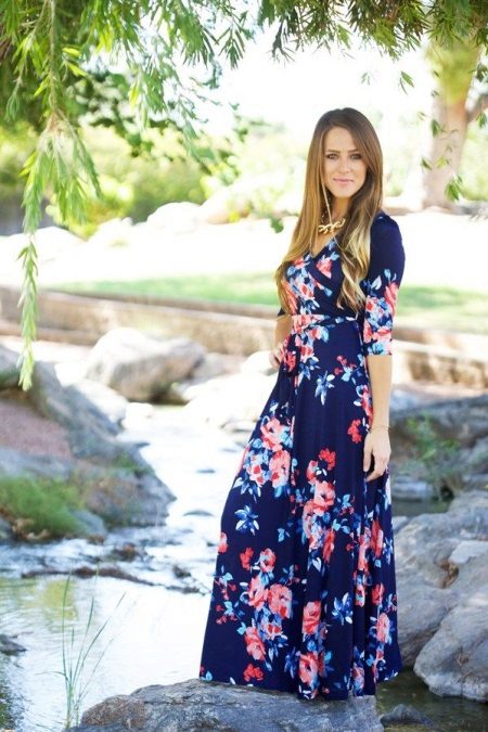 Long knitted flower dress