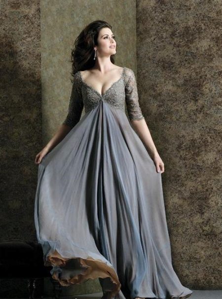 A floor-length dress for any occasion for a full woman (girl)