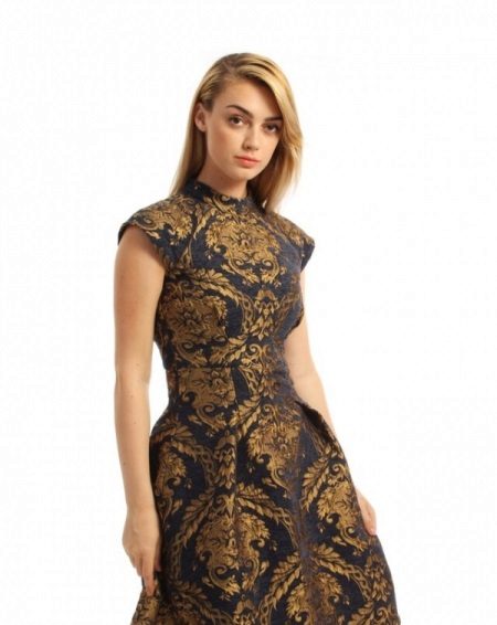Gold Print Oriental Dress