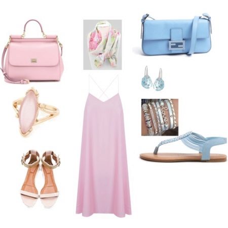 Blue accessories for a pink dress
