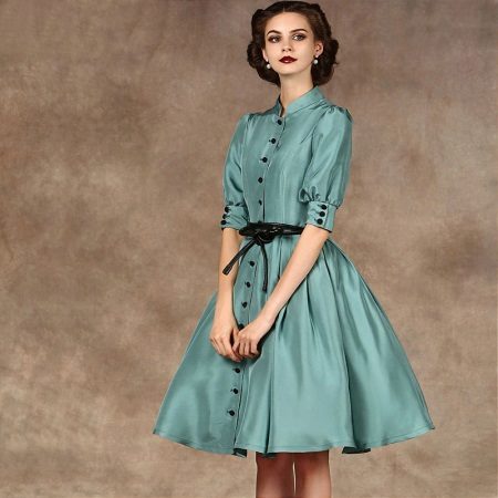 Short dress made of silk a-line