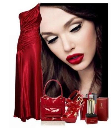 Makeup under a cherry dress