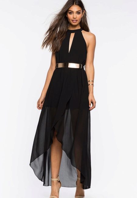 Robe longue asymétrique noire
