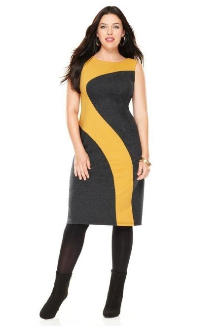 Robe asymétrique noire et jaune