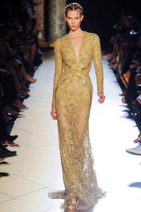 Dress in gold color lace