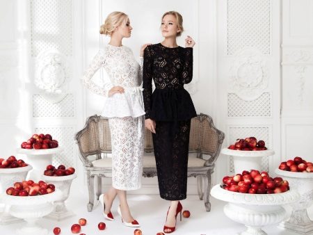 Lace midi dress with peplum