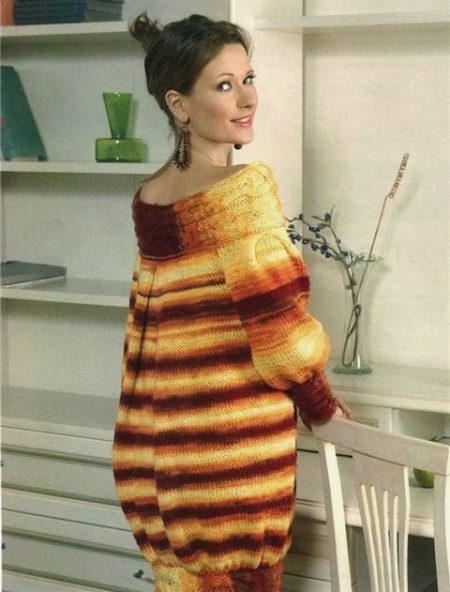 Knitted Striped Ball Gown
