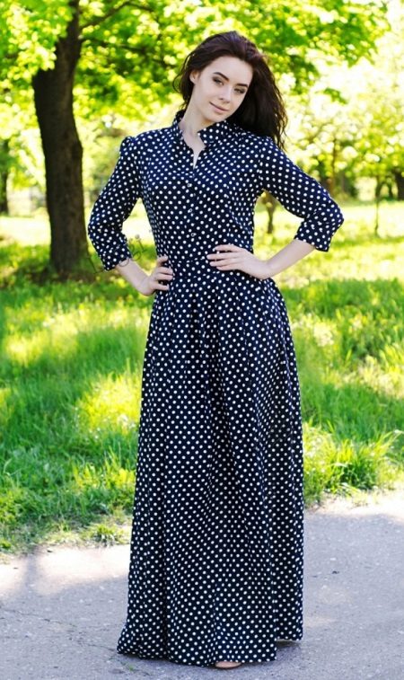 Long dress polka dot shirt
