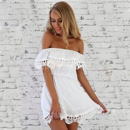 White Batista dress with frill