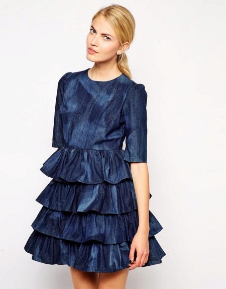 Blue dress with frill skirt