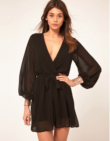 Black Wrap Chiffon Dress