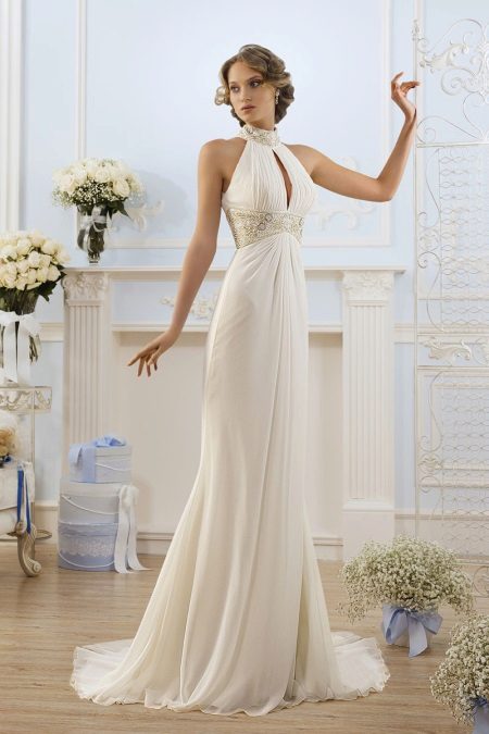 Greek-style dress with a train