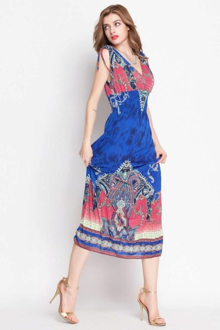 High-waisted multi-colored dress