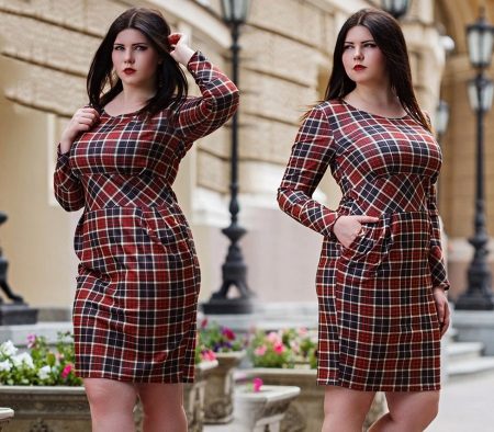 Plaid Print Dress for Full