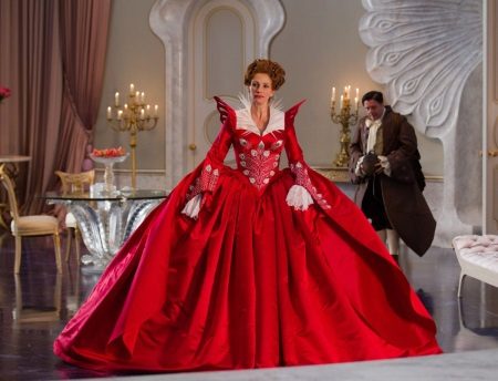 A magnificent red dress in baroque style
