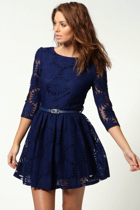 Navy Waist Flare Dress