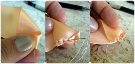 Twisting a Satin Ribbon Flower