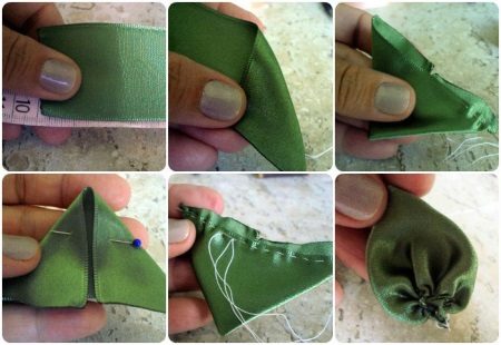 Create a satin ribbon leaf