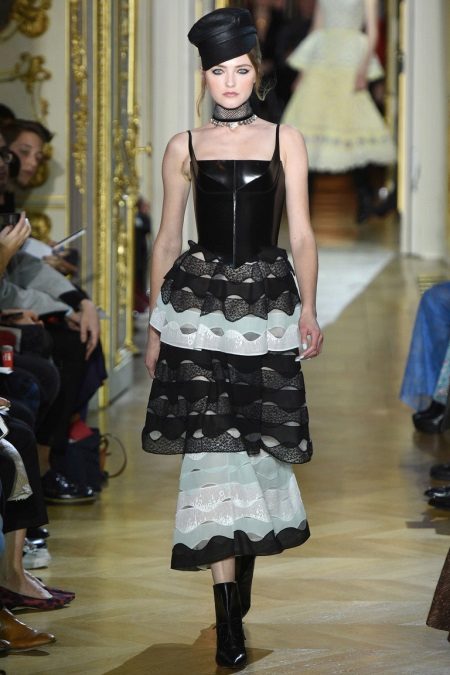 Leather dress with corset