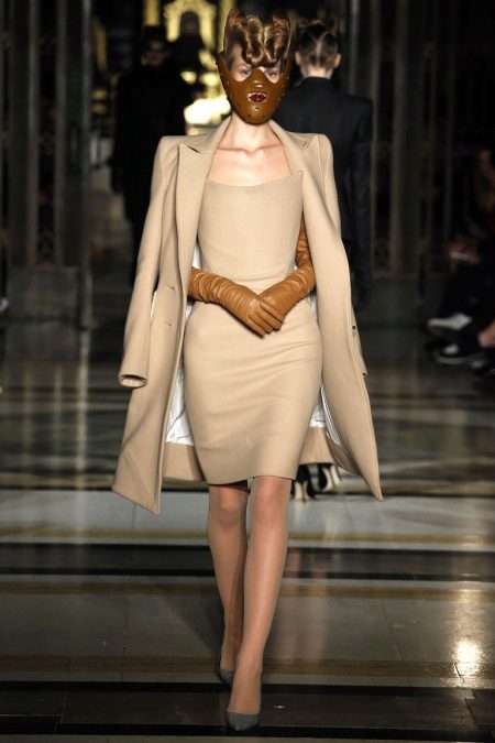 Leather dress beige