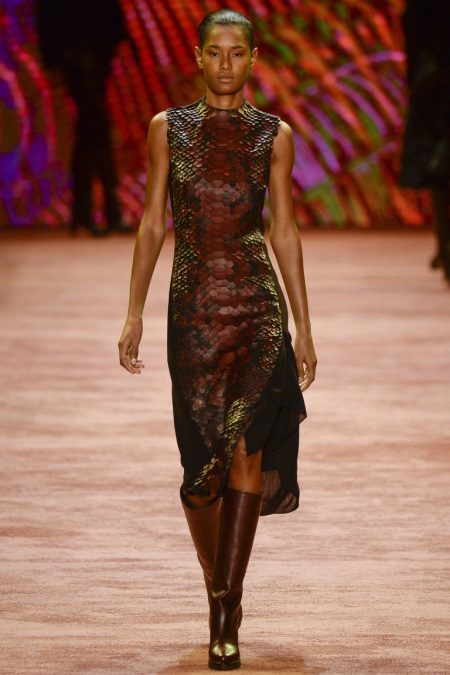 Straight brown leather dress