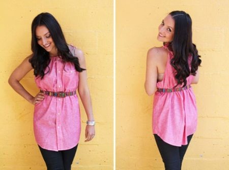 Tunic dress from a man's shirt