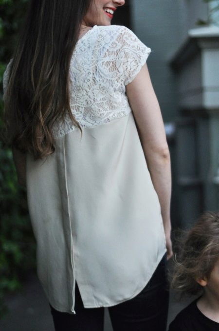 Dress from a man's shirt with lace