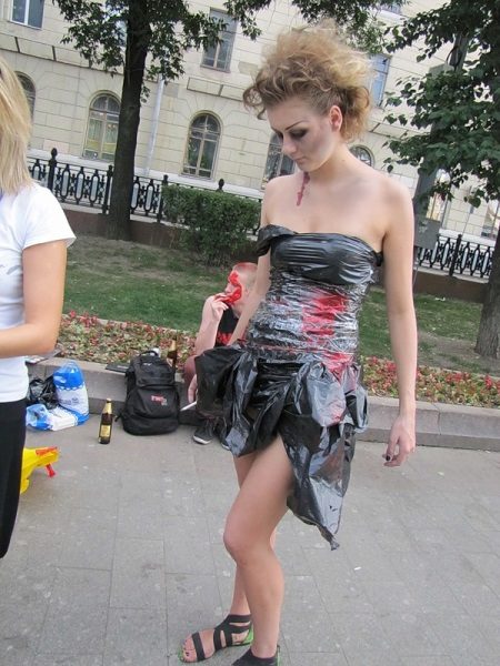 Dress made of garbage bag short
