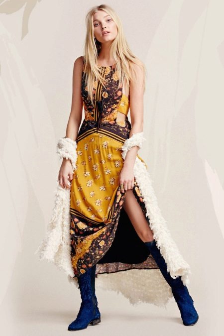 Yellow boho dress